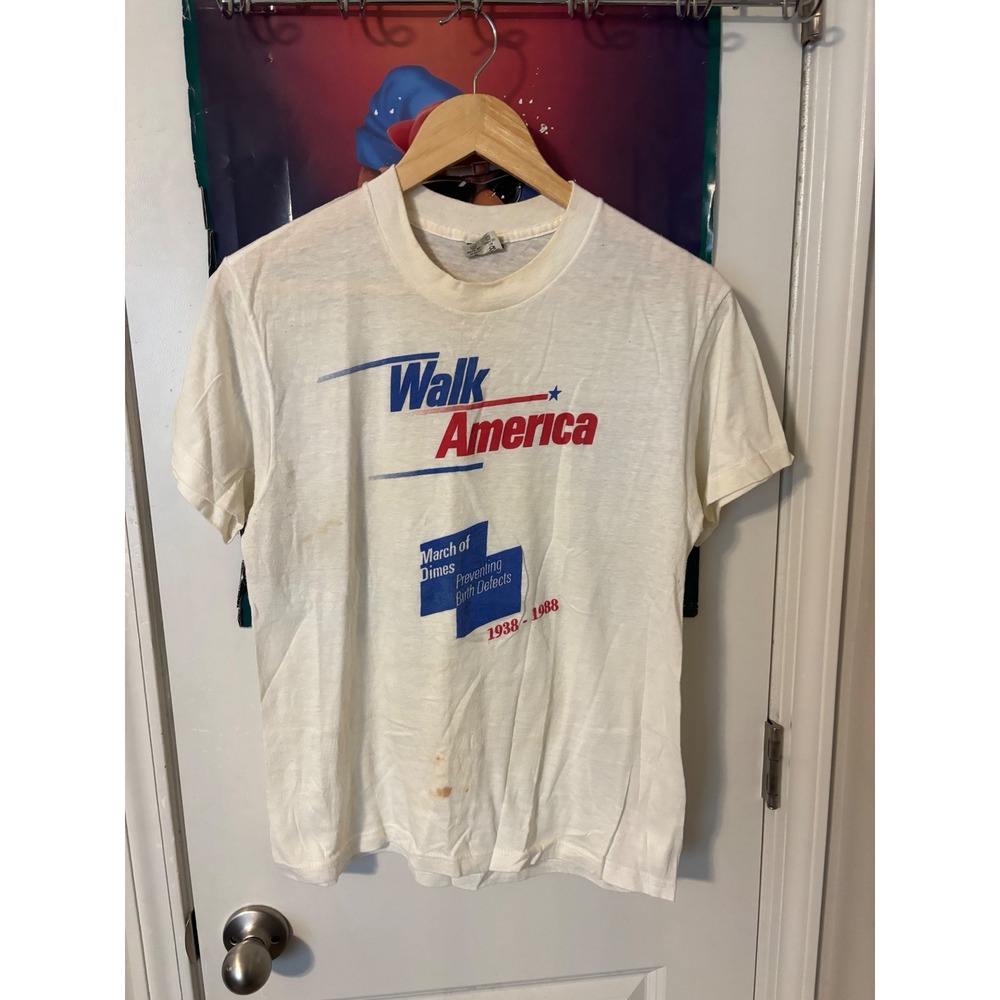 Vintage 1988 Walk America March of Dimes T-Shirt Mens Large Touch of Gold USA